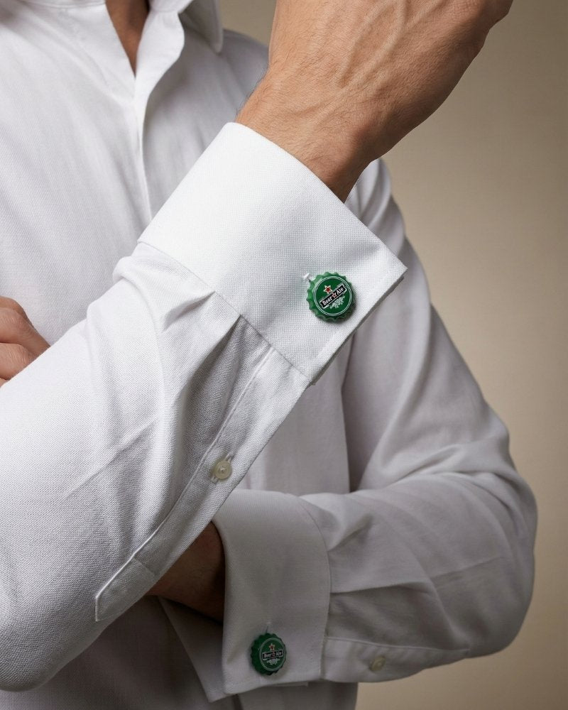 bouton de manchette capsule de biere argent