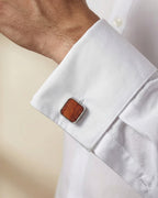 Bouton de manchette en bois et argent carré homme