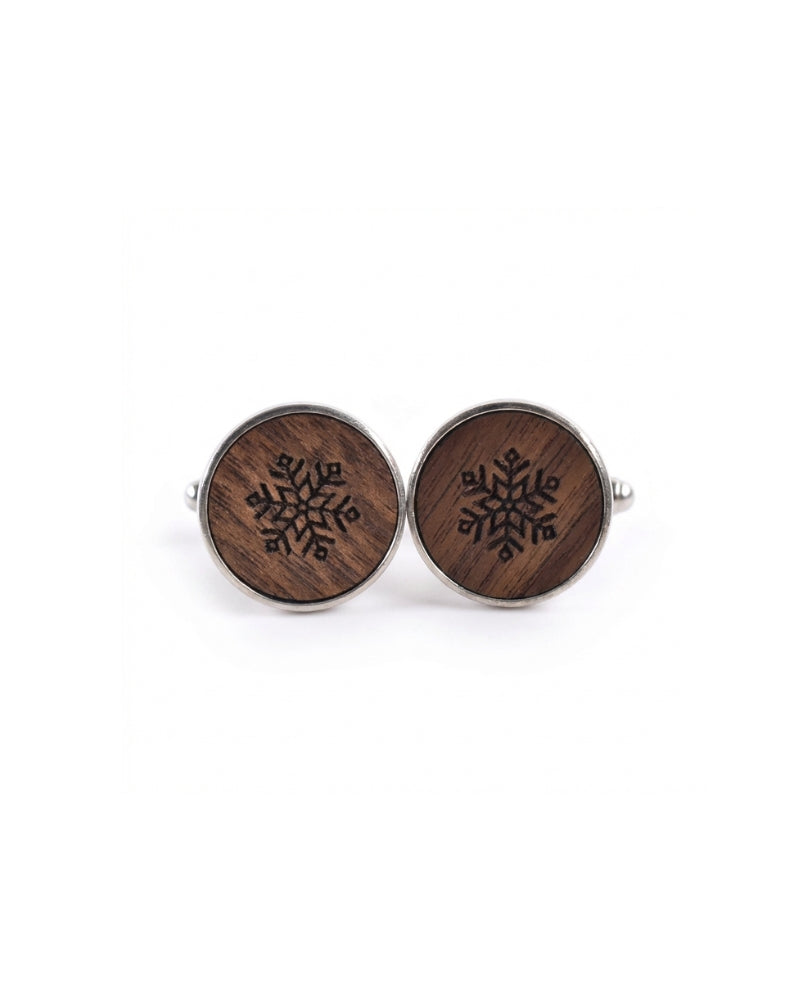 Bouton de manchette en bois flocon de neige