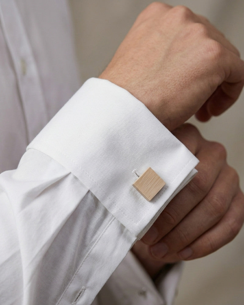 Bouton de manchette en bois naturel carré homme