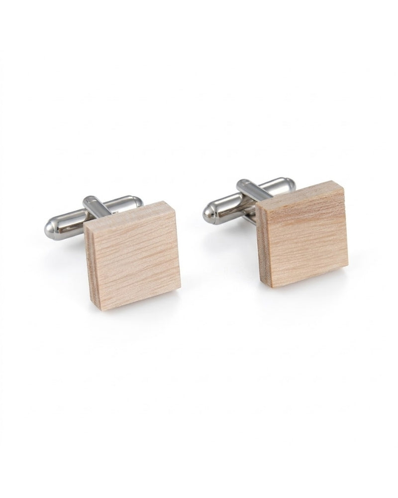 bouton de manchette en bois naturel carré