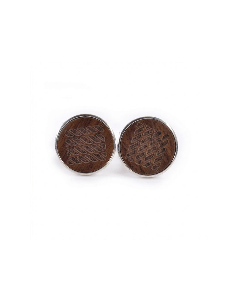 Bouton de manchette en bois rond gravure