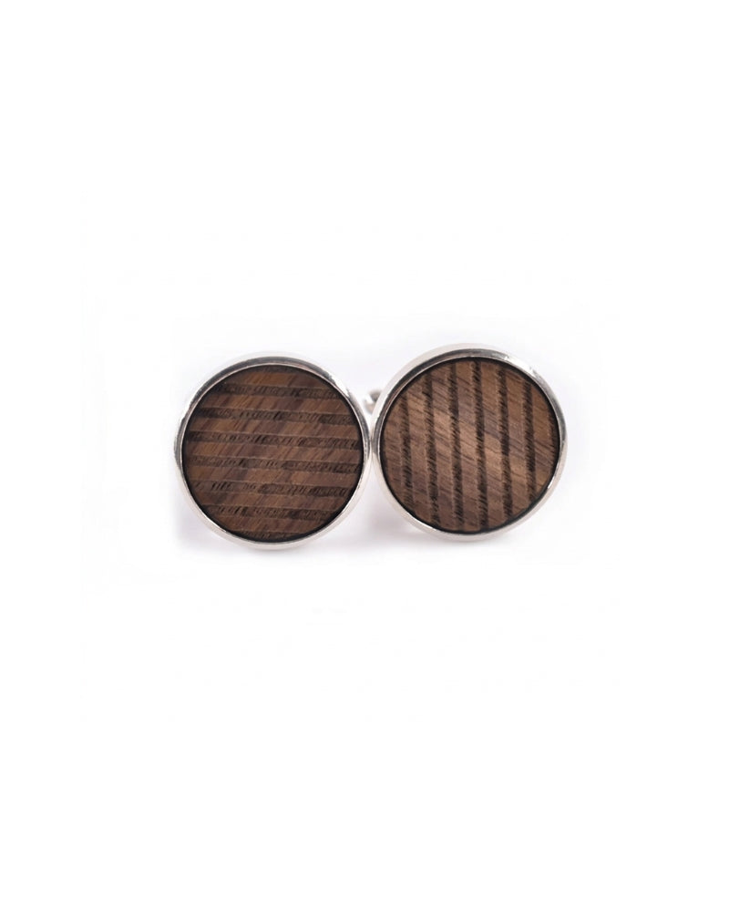 Bouton de manchette en bois rond rayé