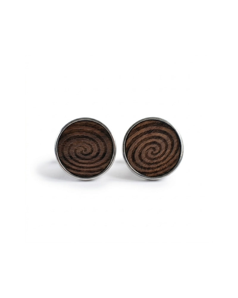 bouton de manchette en bois rond spirale