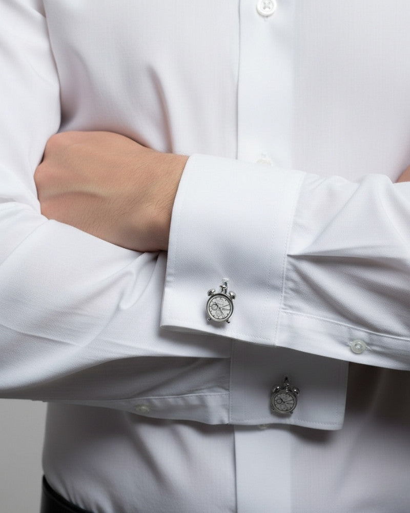 bouton de manchette montre argent