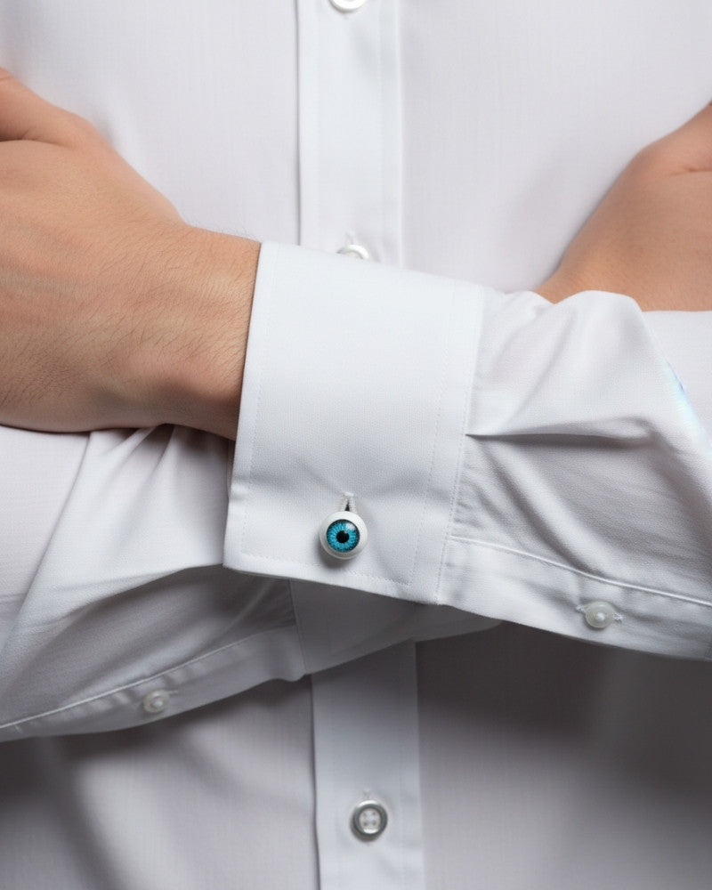 bouton de manchette oeil argent