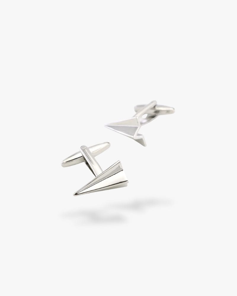 Bouton de manchette | Avion en papier Argent