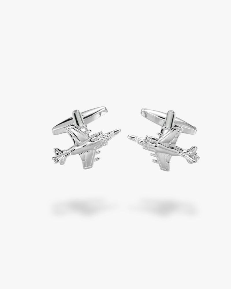 Bouton de manchette | Avion de chasse Argent