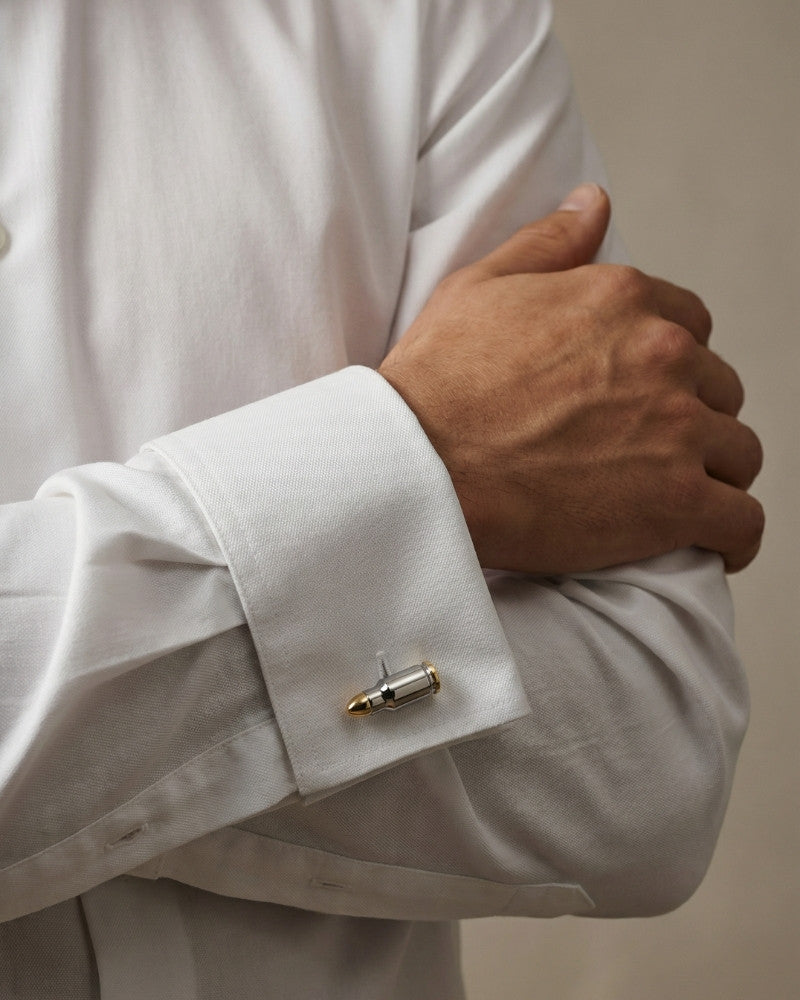 bouton de manchette balle argent