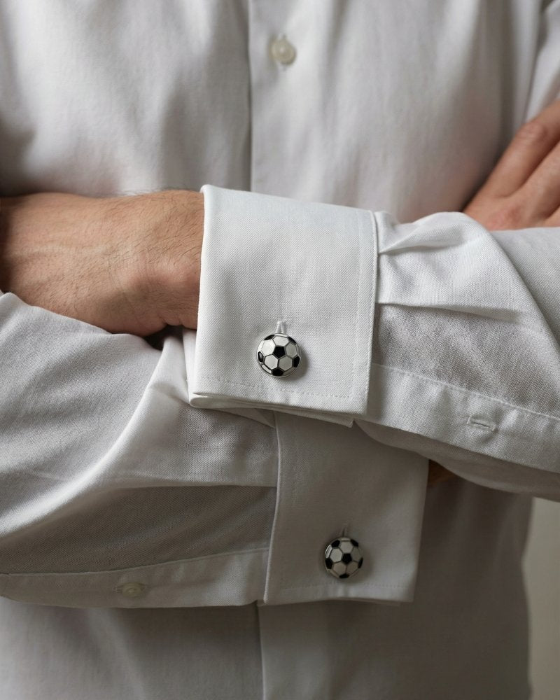 bouton de manchette ballon de foot argent