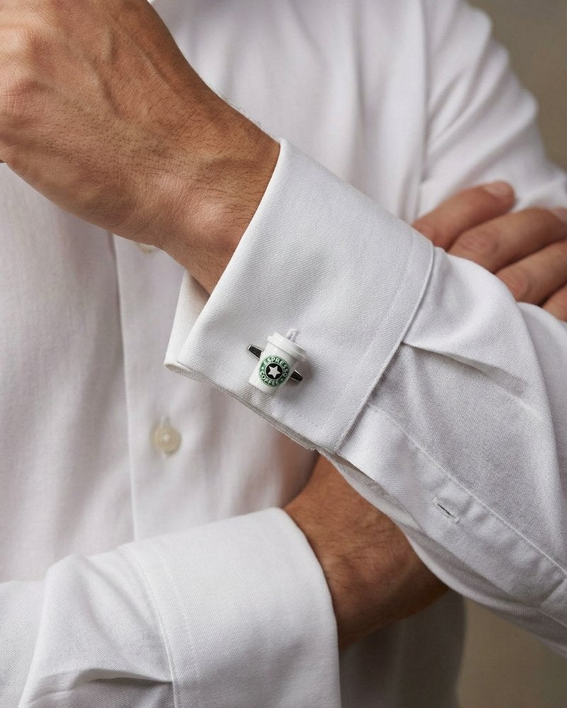 bouton de manchette café argent