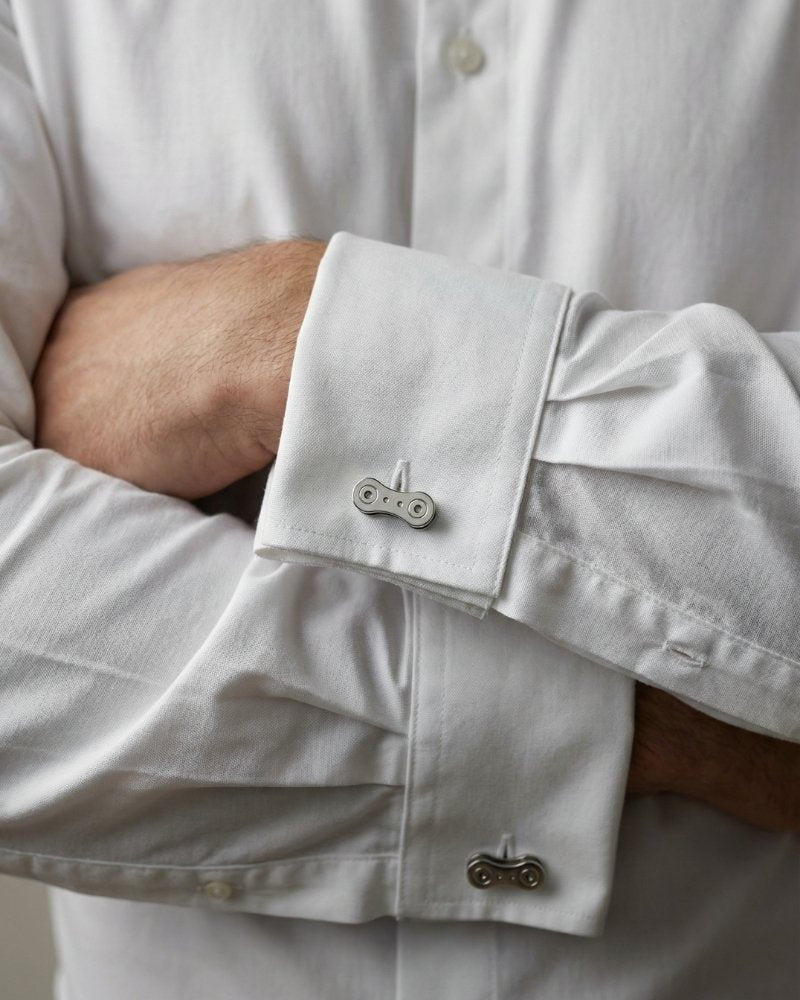 bouton de manchette chaine de velo argent