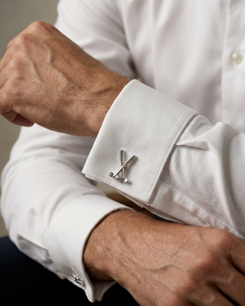 bouton de manchette club de golf argent