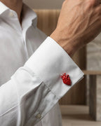 bouton de manchette coeur argent