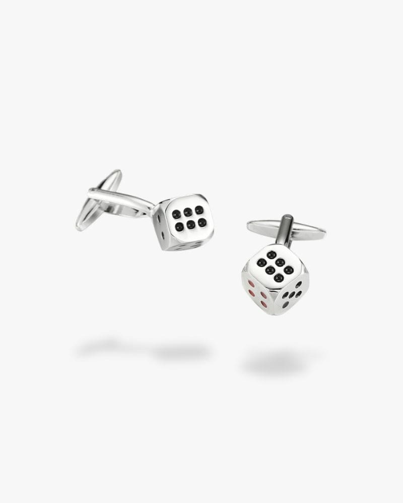Bouton de manchette | Dés à jouer Argent