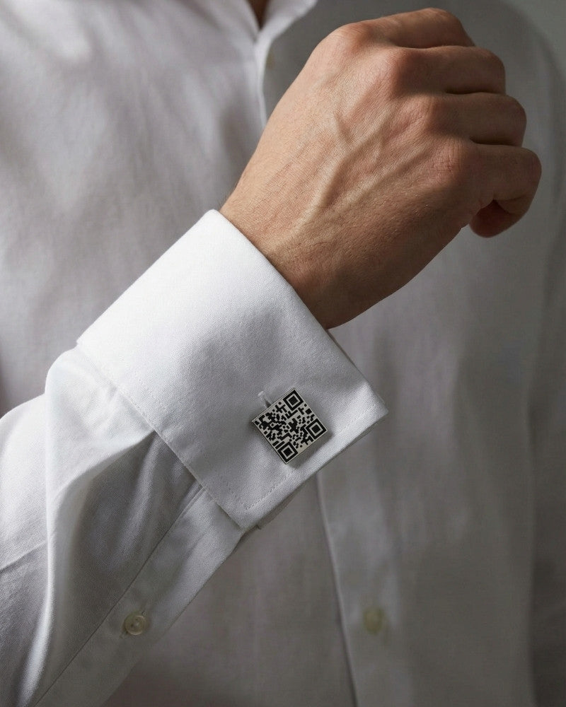 bouton de manchette drole argent