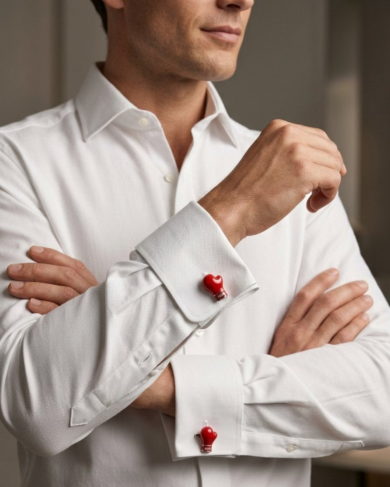 bouton de manchette en forme de gant de boxe rocky argent