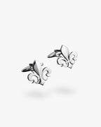 bouton de manchette fleur de lys argent