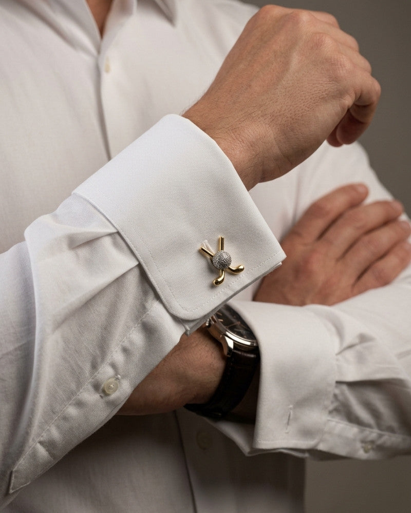 bouton de manchette golf argent