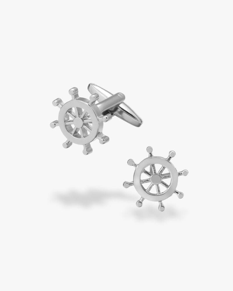 Bouton de manchette | Gouvernail en argent Argent