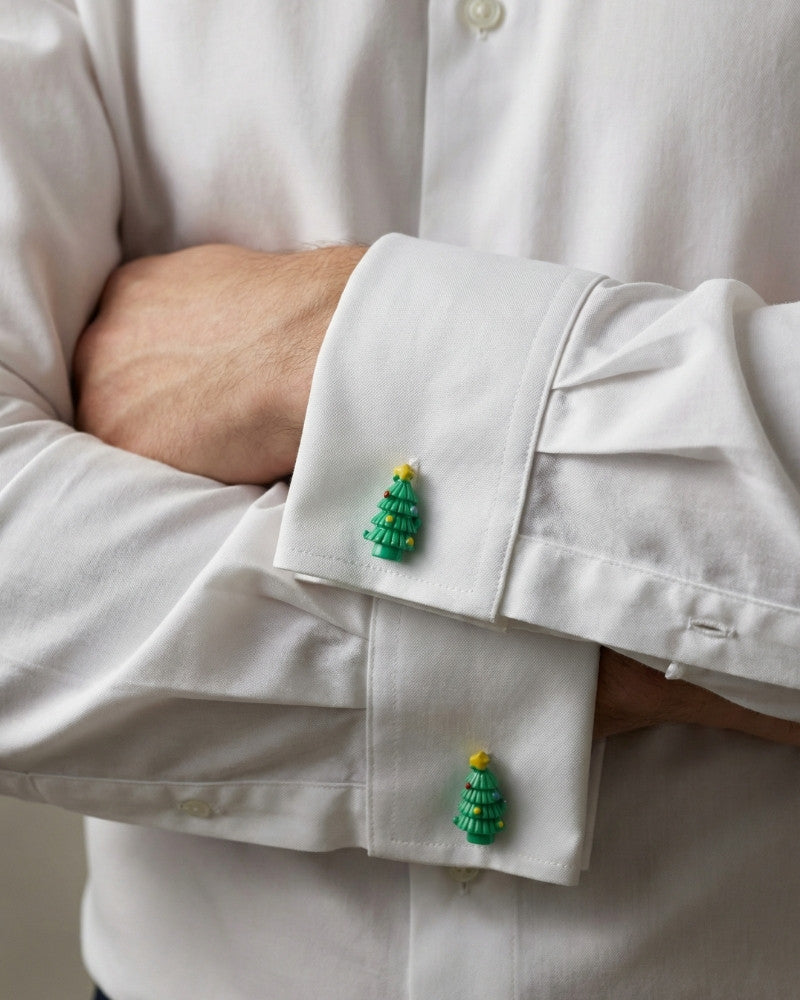 bouton de manchette noel argent