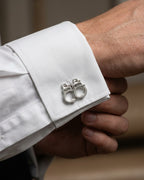 bouton de manchette police menottes argent