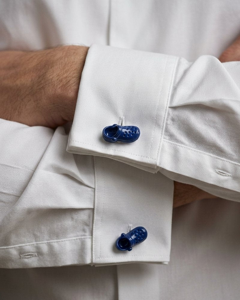 bouton de manchette rigolo argent