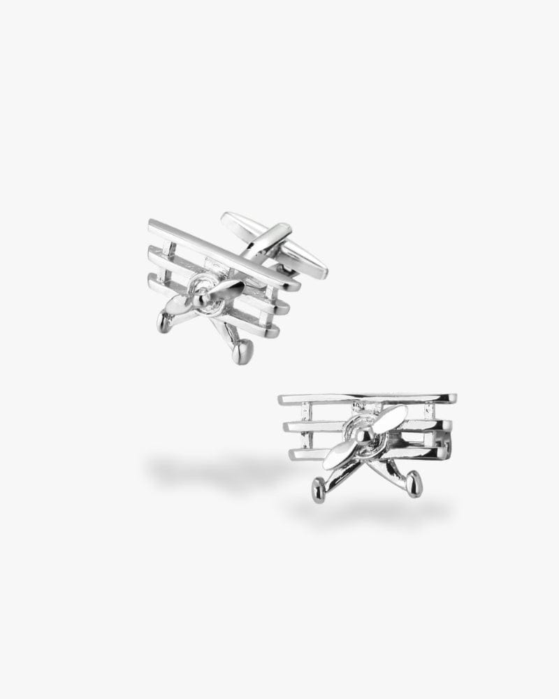 Bouton de manchette | Boeing biplan Argent