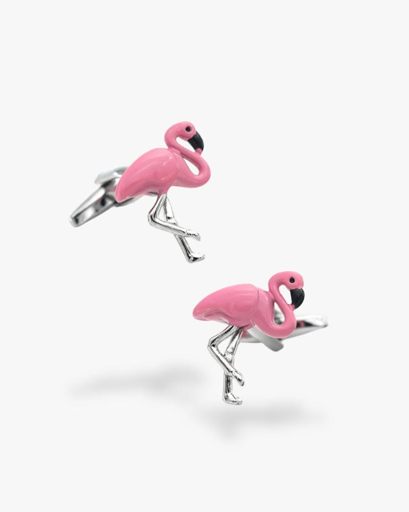 Bouton de manchette | Flamant rose Argent