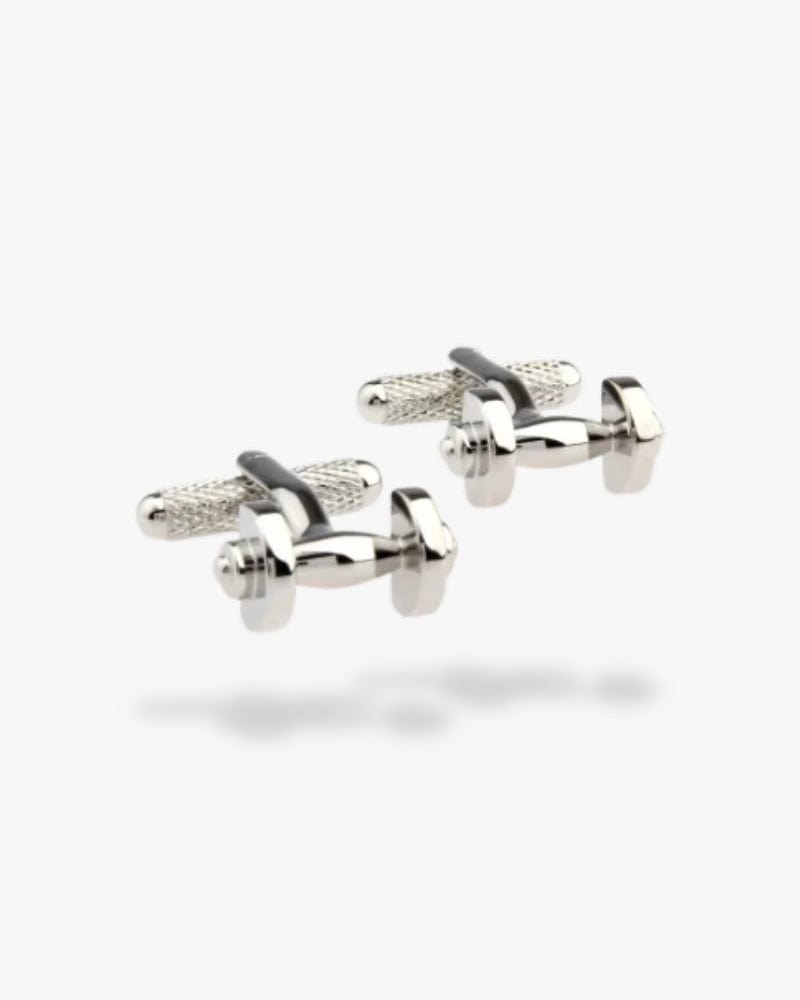 Bouton de manchette | Haltère musculation Argent