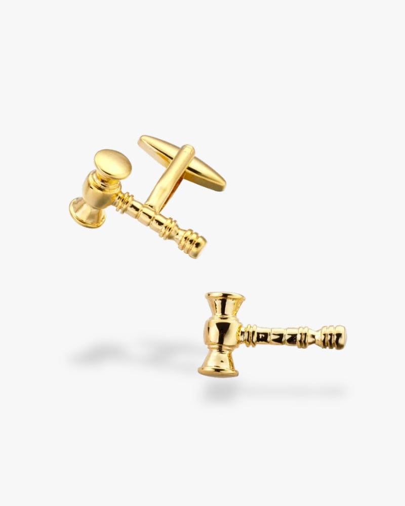 Bouton de manchette | Marteau justice Or