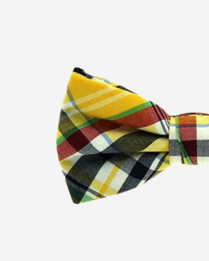 noeud papillon a carreaux de couleur jaune