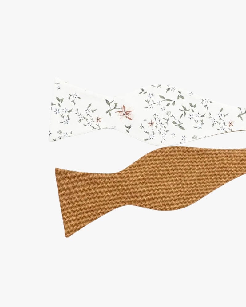 Noeud papillon à nouer | Blanc & Camel Blanc | Camel