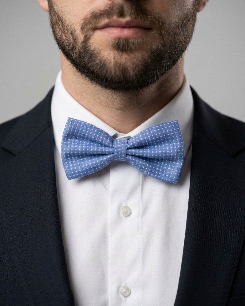 noeud papillon bleu clair a pois homme