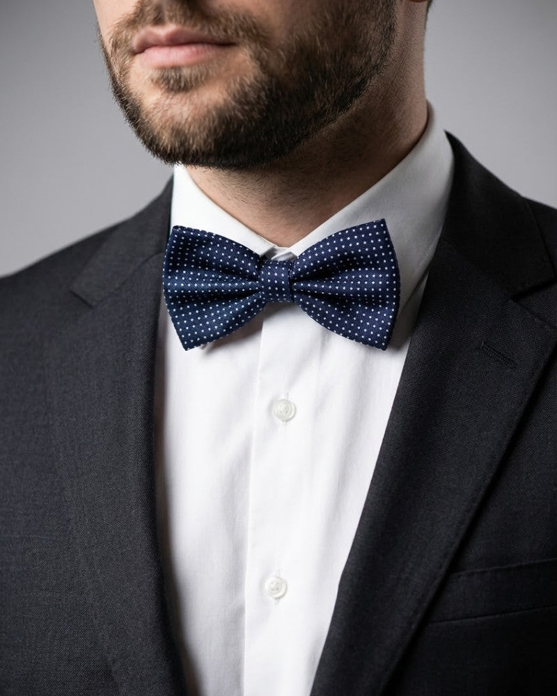 noeud papillon bleu marine a pois homme