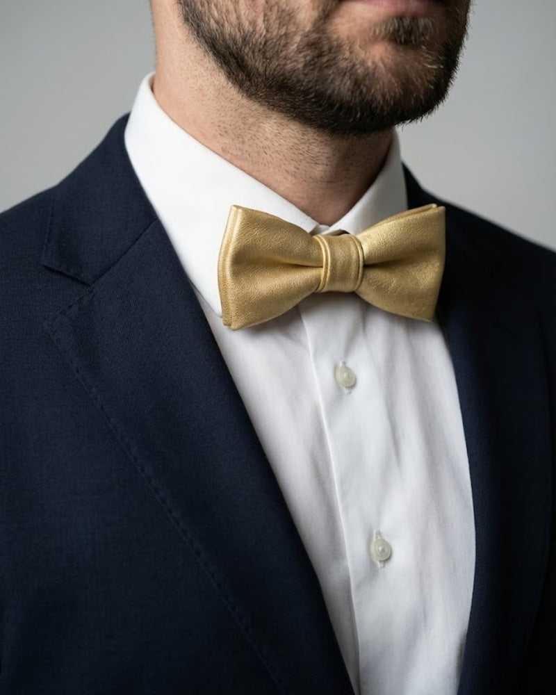 noeud papillon cuir jaune homme