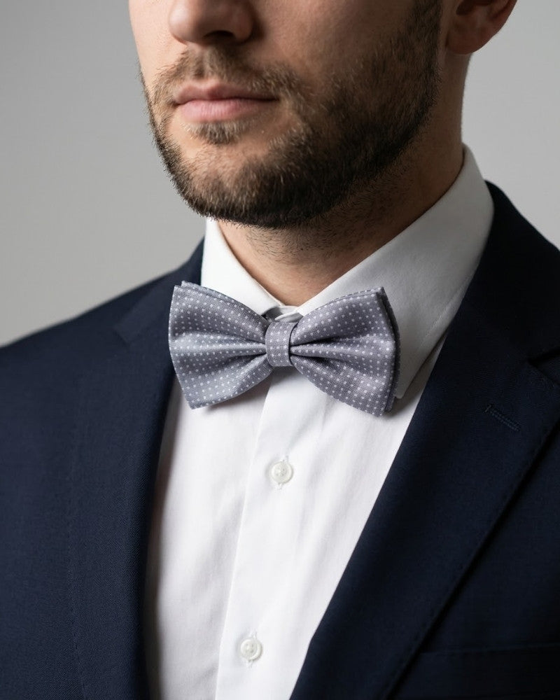 Noeud papillon gris a pois homme