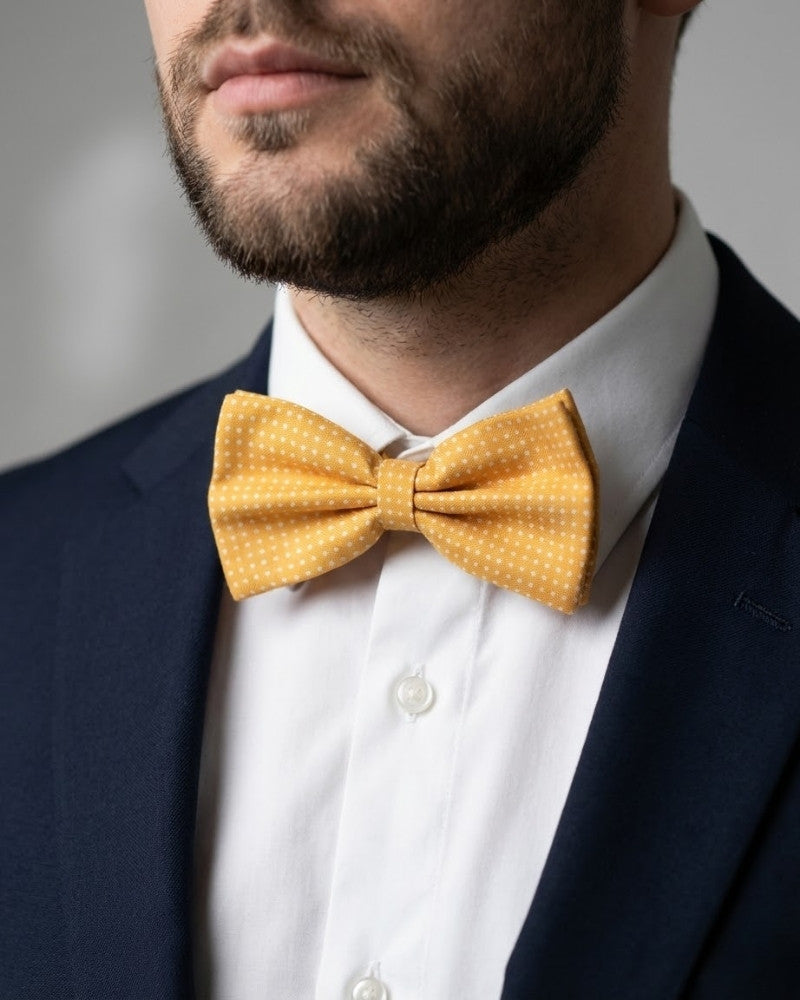 noeud papillon jaune a pois homme