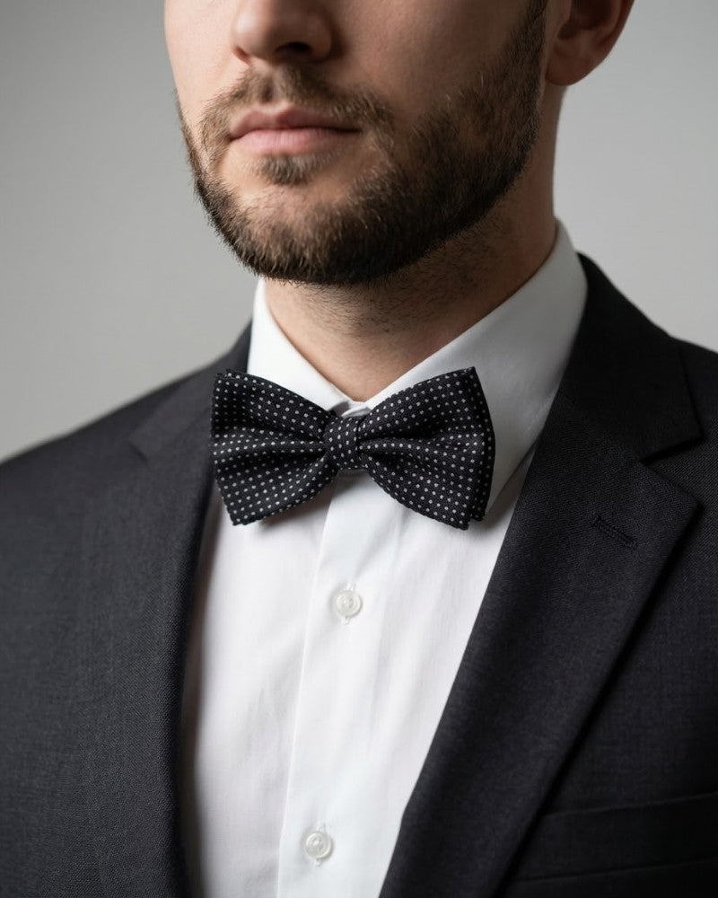 noeud papillon noir a pois blanc homme