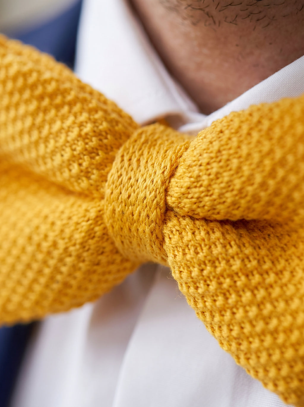 Noeud papillon tricot | Jaune moutarde