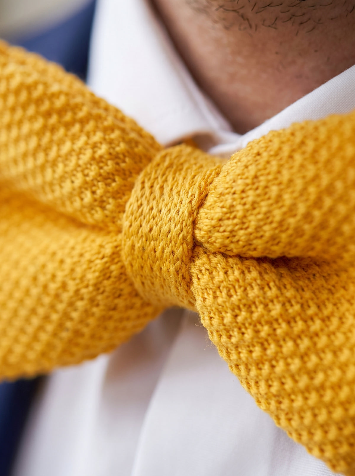 Noeud papillon tricot | Jaune moutarde