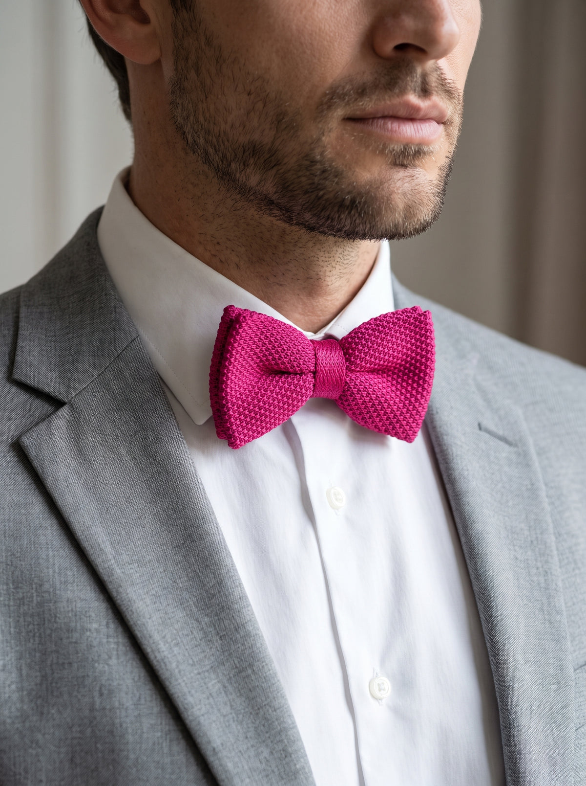 Noeud papillon tricot | Rose fushia