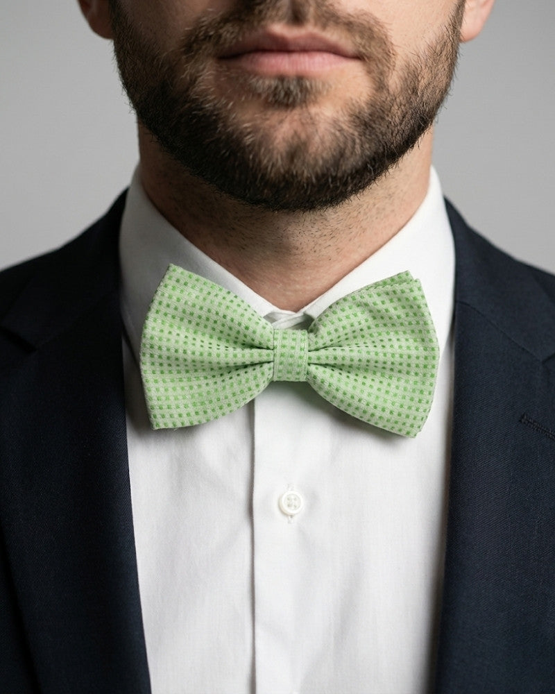 Noeud papillon vert clair a pois homme